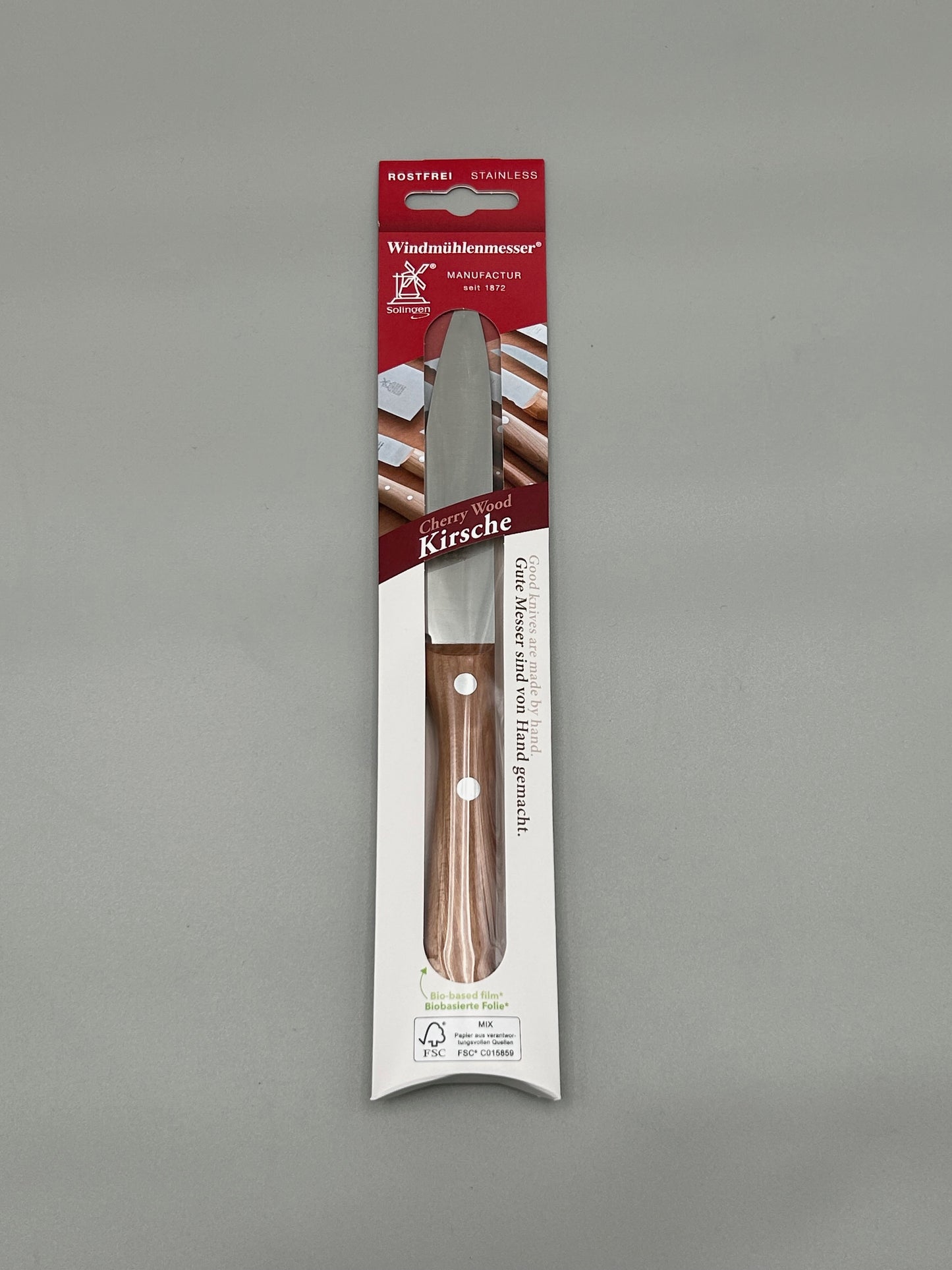 Vielzweckmesser Petty 13 cm Klingenlänge rostfreier Stahl/ Kirschholz-Griff